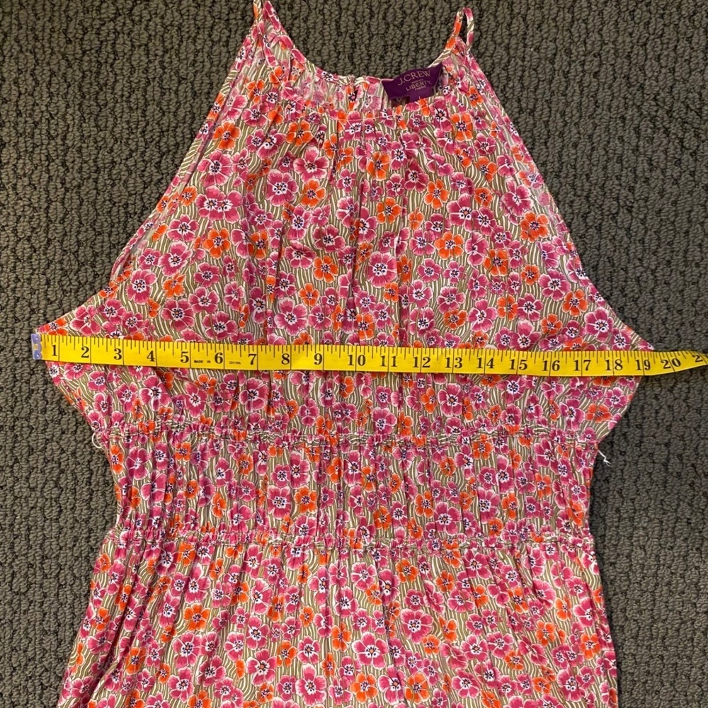 J. CREW Pink Floral Tie-Waist Halter Midi Dress L Liberty Ellie Organic Cotton - Picture 13 of 16